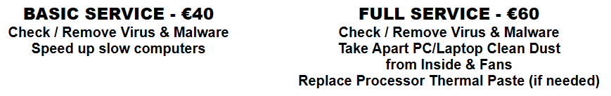 price examples for basic and full service on computer